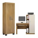 Ver imagem 1 de Conjunto Mesa para Computador Escrivaninha com Armário e Multiuso 2 Portas com Chave Asteca Cinamomo Off White Bege