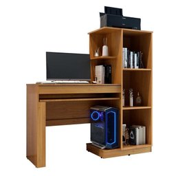 Conjunto Mesa para Computador Escrivaninha com Armário e Armário Multiuso 2 Portas com Chave Asteca - 3