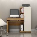 Ver imagem 2 de Conjunto Mesa para Computador Escrivaninha com Armário e Multiuso 2 Portas com Chave Asteca Cinamomo Off White Bege