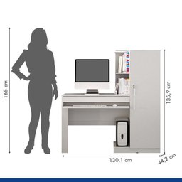 Conjunto Mesa para Computador Escrivaninha com Armário e Armário Multiuso 2 Portas com Chave Asteca - 6