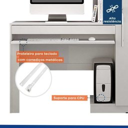 Conjunto Mesa para Computador Escrivaninha com Armário e Armário Multiuso 2 Portas com Chave Asteca - 8