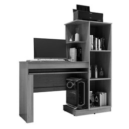 Conjunto Mesa para Computador Escrivaninha com Armário e Armário Multiuso 2 Portas com Chave Asteca - 4