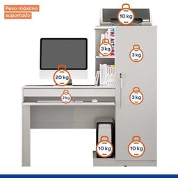 Conjunto Mesa para Computador Escrivaninha com Armário e Armário Multiuso 2 Portas com Chave Asteca - 7