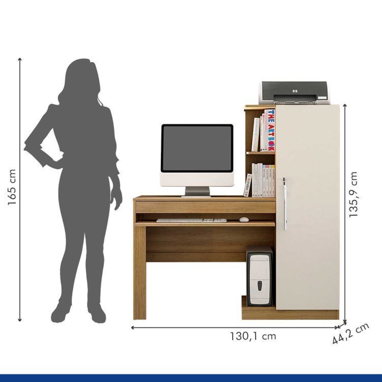 Conjunto Mesa para Computador Escrivaninha e Armário Multiuso 1 Porta com Espelho João Pessoa - 5