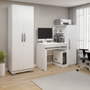 Ver imagem 1 de Conjunto 2 Peças com Mesa para Computador Escrivaninha e Armário Multiuso 2 Portas Natal Branca Fosco