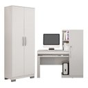 Ver imagem 2 de Conjunto 2 Peças com Mesa para Computador Escrivaninha e Armário Multiuso 2 Portas Natal Branca Fosco