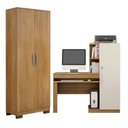 Ver imagem 2 de Conjunto 2 Peças com Mesa para Computador Escrivaninha e Armário Multiuso 2 Portas Natal Cinamomo Off White Marrom