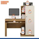 Ver imagem 7 de Conjunto 2 Peças com Mesa para Computador Escrivaninha e Armário Multiuso 2 Portas Natal Cinamomo Off White Marrom