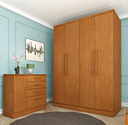 Ver imagem 1 de Guarda Roupa Solteiro 4 Portas 2 Gavetas 133cm Amsterdam Cinamomo - TCIL Móveis