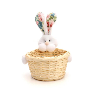 Mini Cesta de Páscoa Decor de Vime C/ Coelho Azul 1032444a