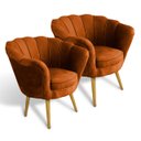 Ver imagem 2 de Kit 2 Poltrona Sala Decorativa Pétala Veludo Terracota Pés Palito Castanho - Arkell
