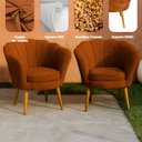 Ver imagem 4 de Kit 2 Poltrona Sala Decorativa Pétala Veludo Terracota Pés Palito Castanho - Arkell