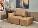 Ver imagem 4 de Sofá de Canto 5 Lugares com Chaise e Mesa Modular Moderno Luxo Courissimo Marrom  Agatha