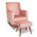 Ver imagem 1 de Cadeira Poltrona de Amamentação e Balanço C/ Puff Veludo Rose - Lahome Decor