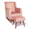 Cadeira Poltrona de Amamentação e Balanço C/ Puff Veludo Rose - Lahome Decor - 1