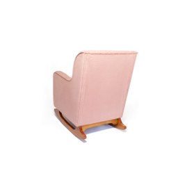 Cadeira Poltrona de Amamentação e Balanço C/ Puff Veludo Rose - Lahome Decor - 3