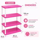 Ver imagem 7 de Estante Infantil 4 Prateleiras Grande Rosa Reforcada 60kg Organizador Multi Andares Quarto Bebe Mult