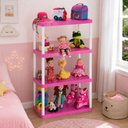 Ver imagem 2 de Estante Infantil 4 Prateleiras Grande Rosa Reforcada 60kg Organizador Multi Andares Quarto Bebe Mult