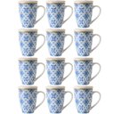 Ver imagem 1 de Jogo 12 Xícaras Canecas de Porcelana para Chá 310ml com Tampas e Filtros Inox Lisboa Lyor Azul