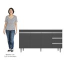 Ver imagem 5 de Balcão de Cozinha com Pia Inox 160cm 3 Gavetas Andréia Cinza - Ajl Móveis