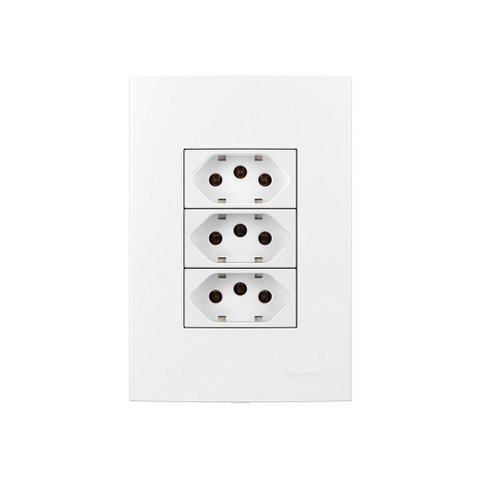 Tomada Tripla Margirius Sleek 2p+t 20a com Placa 4x2 Branca
