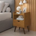 Ver imagem 2 de Kit 2 Mesas de Cabeceira Gabriela 1 Gaveta Moderna Luxo - Freijó