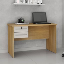 Conjunto Escrivaninha 2 Gavetas Byte e Armário Multiuso 2 Portas com Chave e 5 Prateleiras Asteca - 8
