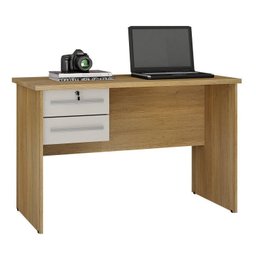Conjunto Escrivaninha 2 Gavetas Byte e Armário Multiuso 2 Portas com Chave e 5 Prateleiras Asteca - 7