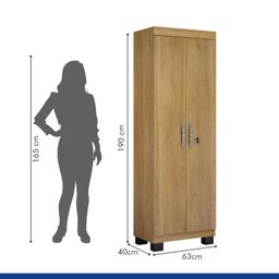 Conjunto Escrivaninha 2 Gavetas Byte e Armário Multiuso 2 Portas com Chave e 5 Prateleiras Asteca - 12