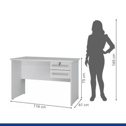 Conjunto Escrivaninha 2 Gavetas Byte e Armário Multiuso 2 Portas com Chave e 5 Prateleiras Asteca - 4