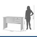 Ver imagem 4 de Conjunto Escrivaninha 2 Gavetas Byte e Armário Multiuso 2 Portas com Chave e 5 Prateleiras Asteca Branca Fosco
