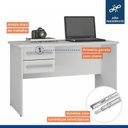 Ver imagem 7 de Conjunto Escrivaninha 2 Gavetas Byte e Armário Multiuso 2 Portas com Chave e 5 Prateleiras Asteca Branca Fosco
