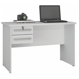 Conjunto Escrivaninha 2 Gavetas Byte e Armário Multiuso 2 Portas com Chave e 5 Prateleiras Asteca - 5
