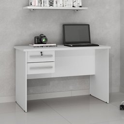 Conjunto Escrivaninha 2 Gavetas Byte e Armário Multiuso 2 Portas com Chave e 5 Prateleiras Asteca - 3