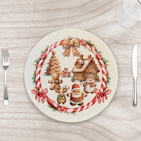 Capa para Sousplat 35cm Natal Bolachas - com Base - Kit com 6