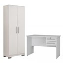Ver imagem 1 de Conjunto Escrivaninha 2 Gavetas Byte e Armário Multiuso 2 Portas Natal Branco Fosco