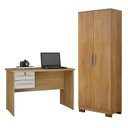 Ver imagem 1 de Conjunto Escrivaninha 2 Gavetas Byte e Armário Multiuso 2 Portas Natal Cinamomo Off White Marrom