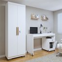 Ver imagem 1 de Conjunto Escrivaninha 1 Gaveta com Rodízios Giga e Armário Multiuso 2 Portas com Chave Asteca