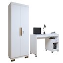 Ver imagem 2 de Conjunto Escrivaninha 1 Gaveta com Rodízios Giga e Armário Multiuso 2 Portas com Chave Asteca