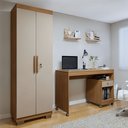 Ver imagem 1 de Conjunto Escrivaninha 1 Gaveta com Rodízios Giga e Armário Multiuso 2 Portas com Chave Asteca