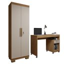 Ver imagem 2 de Conjunto Escrivaninha 1 Gaveta com Rodízios Giga e Armário Multiuso 2 Portas com Chave Asteca