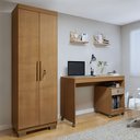 Ver imagem 1 de Conjunto Escrivaninha 1 Gaveta com Rodízios Giga e Armário Multiuso 2 Portas com Chave Asteca