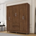 Ver imagem 1 de Guarda-Roupa Casal 6 Portas 2 Gavetas Panama Marrom/Imbuia Rustico