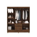Ver imagem 5 de Guarda-Roupa Casal 6 Portas 2 Gavetas Panama Marrom/Imbuia Rustico