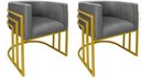 Ver imagem 1 de Kit 02 Cadeiras Poltrona Luxo Base de Metal Tripla Dourado Sala de Jantar Cozinha Recepção Veludo Gr