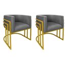 Ver imagem 1 de Kit 02 Cadeiras Poltrona Luxo Base de Metal Tripla Dourado Sala de Jantar Cozinha Recepção Veludo Gr