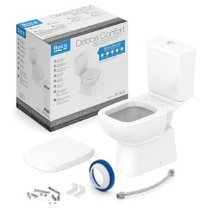 Kit de Bacia com Caixa Acoplada com Assento Pp e Itens de Instalação Debba Confort Roca
