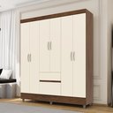 Ver imagem 1 de Guarda-Roupa Casal 6 Portas 2 Gavetas Panama Bege/Imbuia/Champanhe