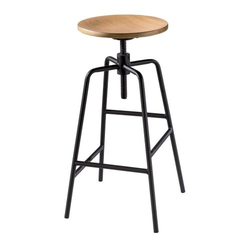 Banqueta Anacapri Assento Formica Freijo com Base Preta 84 Cm (alt) - 47057