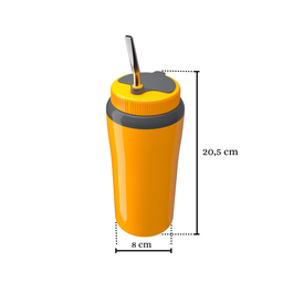 Copo Térmico Tererê Amarelo Cuia com Filtro e Bomba - 2
